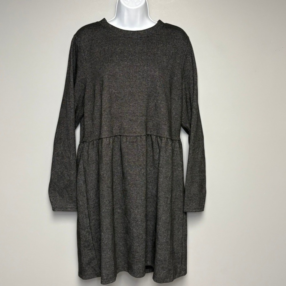 Loft Dark Academia Preppy Minimalist Dark Grey Knee Length Dress Sz XL
